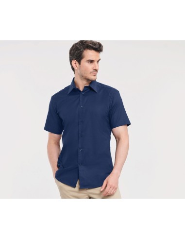 RUS-0R923M0-Men's Short Sleeve Tailored Oxford Shirt